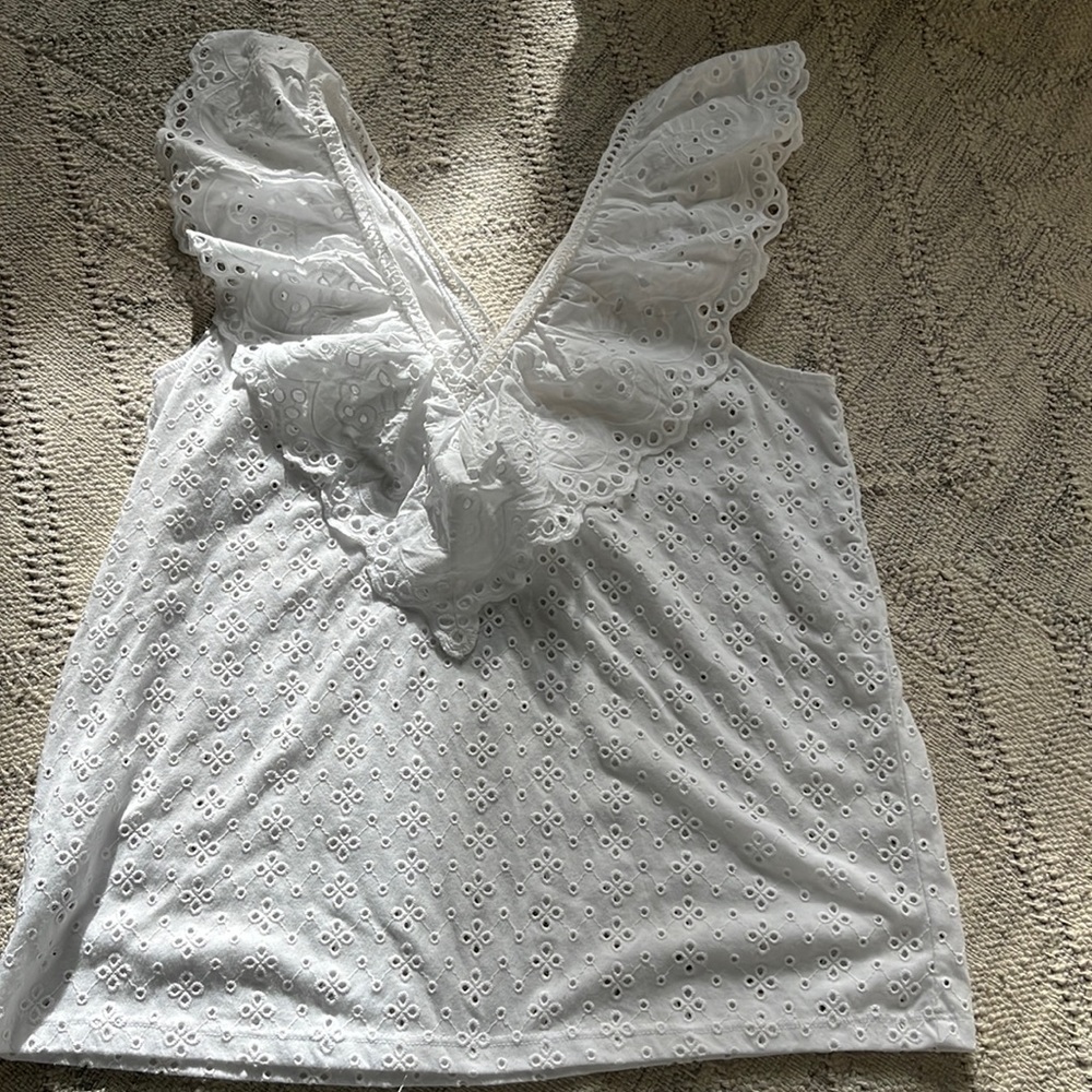 LOFT ruffle eyelet tank